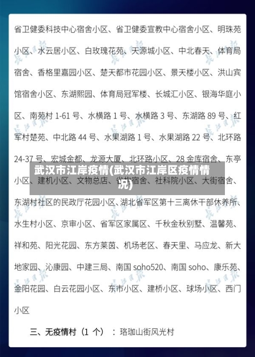 武汉市江岸疫情(武汉市江岸区疫情情况)
