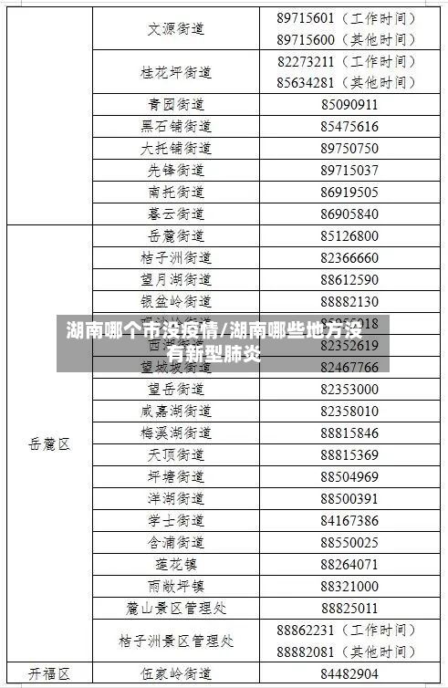 湖南哪个市没疫情/湖南哪些地方没有新型肺炎