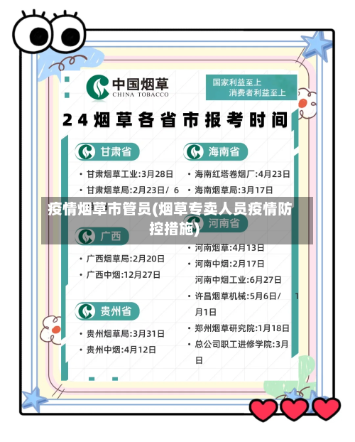 疫情烟草市管员(烟草专卖人员疫情防控措施)