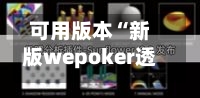 可用版本“新版wepoker透视挂软件”揭秘透视辅助万能挂用法
