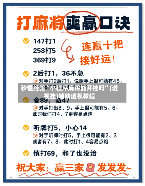 秒懂经验“小程序麻将能开挂吗”(透视挂)辅助透视教程-第2张图片