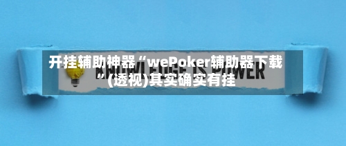 开挂辅助神器“wePoker辅助器下载”(透视)其实确实有挂