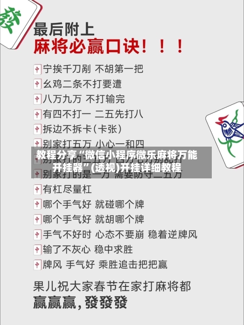 教程分享“微信小程序微乐麻将万能开挂器”(透视)开挂详细教程-第3张图片