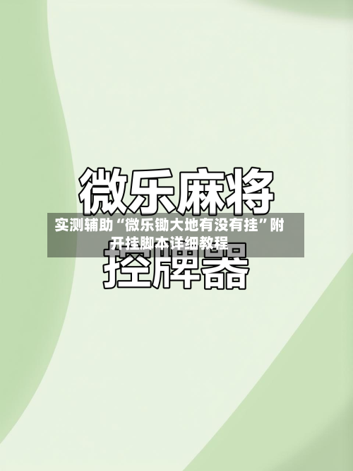 实测辅助“微乐锄大地有没有挂”附开挂脚本详细教程