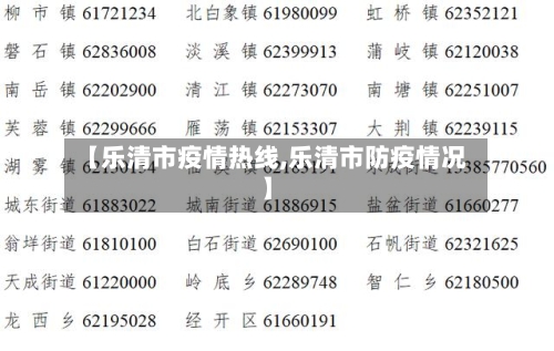 【乐清市疫情热线,乐清市防疫情况】