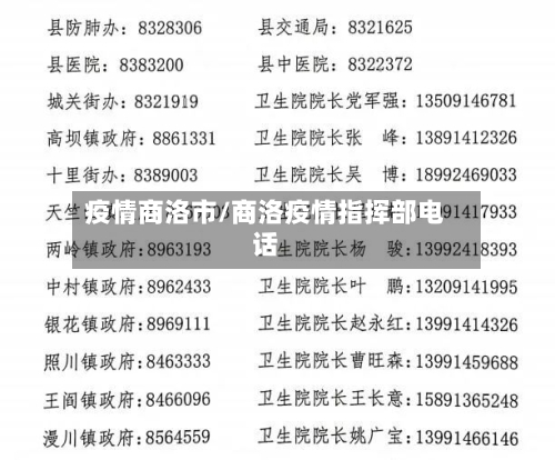 疫情商洛市/商洛疫情指挥部电话