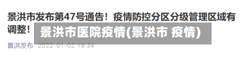 景洪市医院疫情(景洪市 疫情)